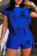 Blue Casual Print Tassel Hollowed Out Patchwork O Neck Sleeveless Two Pieces