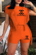 Tangerine Red Casual Print Tassel Hollowed Out Patchwork O Neck Sleeveless Two Pieces