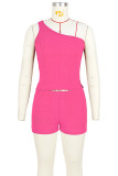 Pink Street Solid Patchwork Oblique Collar Sleeveless Two Pieces