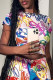 Colour Sexy Casual Print Patchwork O Neck Short Sleeve Two Pieces