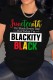 Black Casual Letter Print Basic O Neck T-Shirts