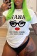 White Casual Print Basic O Neck T-Shirts