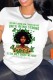 White Casual Print Basic O Neck T-Shirts