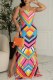 Multicolor Sexy Print Backless Slit Strapless Long Dresses