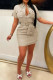 Apricot Elegant Solid Patchwork Pocket Buckle Turndown Collar Wrapped Skirt Dresses