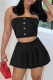 Black Sexy Casual Solid Backless Strapless Sleeveless Two Pieces