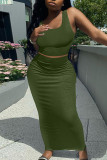 Pink Casual Solid Patchwork U Neck Sleeveless Two Pieces