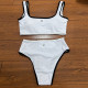 Black Sexy Letter Patchwork Contrast Swimwears