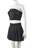 White Sexy Casual Solid Backless Strapless Sleeveless Two Pieces