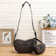 Dark Brown Street Daily Letter Patchwork Zipper Bags