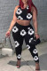 Black Casual Print Patchwork O Neck Sleeveless Two Pieces