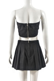 White Sexy Casual Solid Backless Strapless Sleeveless Two Pieces