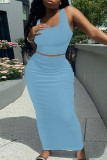 Pink Casual Solid Patchwork U Neck Sleeveless Two Pieces