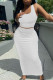 White Casual Solid Patchwork U Neck Sleeveless Two Pieces