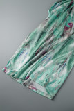 Green Sexy Casual Print Backless Strapless Sleeveless Two Pieces (Subject To The Actual Object)