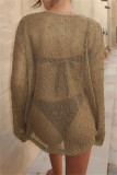 White Sexy Solid See-through Swimwears Cover Up