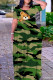 Green Casual Camouflage Print Animal Patchwork O Neck Printed Dresses