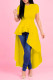 Yellow Casual Solid Asymmetrical O Neck Short Sleeve Short Sleeve Dress