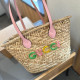 Pink Casual Simplicity Letter Patchwork Weave Bags