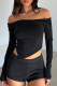 Black Street Solid Patchwork Fold Off the Shoulder Tops
