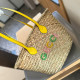 Yellow Casual Simplicity Letter Patchwork Weave Bags