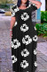 Black Casual Print Figure Patchwork O Neck Printed Dresses