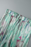 Green Sexy Casual Print Backless Strapless Sleeveless Two Pieces (Subject To The Actual Object)
