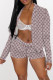 Grey Casual Letter Patchwork Cardigan Collar Long Sleeve Two Pieces