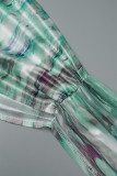 Green Sexy Casual Print Backless Strapless Sleeveless Two Pieces (Subject To The Actual Object)