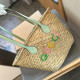 Green Casual Simplicity Letter Patchwork Weave Bags