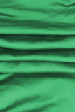 Green Sexy Letter Patchwork Fold Strapless One Step Skirt Dresses