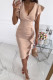 Khaki Elegant Solid Fold V Neck Pencil Skirt Dresses