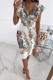 Colour Elegant Floral Flounce Fold V Neck Printed Dresses