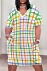 Stripe Casual Print Patchwork Pocket V Neck Straight Plus Size Dresses