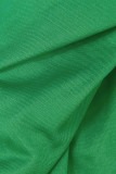 Green Sexy Letter Patchwork Fold Strapless One Step Skirt Dresses