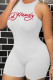White Sexy Print Patchwork O Neck Skinny Rompers