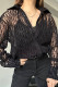 Black Casual Letter Patchwork Buckle Shirt Collar Tops
