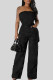 Black Sexy Casual Solid Backless Strapless Sleeveless Two Pieces