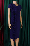 Red Elegant Solid Patchwork Flounce O Neck Wrapped Skirt Dresses