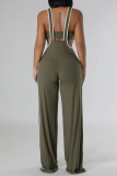 Black Elegant Patchwork Buttons Backless Strapless Sleeveless Two Pieces