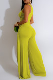 Black Elegant Solid Hollowed Out Patchwork High Opening O Neck Sleeveless Two Pieces