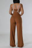 Black Elegant Patchwork Buttons Backless Strapless Sleeveless Two Pieces