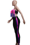 Pink Street Tassel Patchwork Strapless Sleeveless Two Pieces
