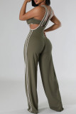 Black Elegant Patchwork Buttons Backless Strapless Sleeveless Two Pieces