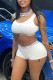 White Casual Letter Patchwork U Neck Sleeveless Two Pieces