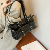 Red Daily Solid Patchwork Zipper Bags