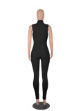 Pink Casual Solid Patchwork Zipper Zipper Collar Skinny Jumpsuits