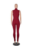Pink Casual Solid Patchwork Zipper Zipper Collar Skinny Jumpsuits