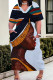 White Casual Print Patchwork V Neck Straight Plus Size Dresses