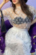 White Elegant Print Patchwork See-through O Neck Short Sleeve Two Pieces